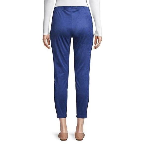 H Halston Leggings Women S Faux Suede Mid Rise Pull On Stretch Blue Skinny *Flaw - Picture 11 of 14